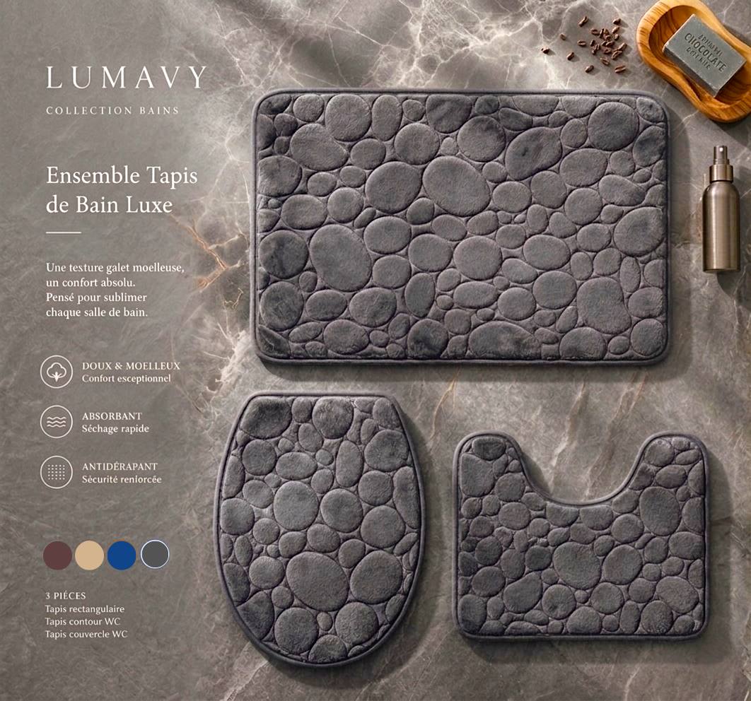 Ensemble Tapis de Bain Luxe — Gris Brume